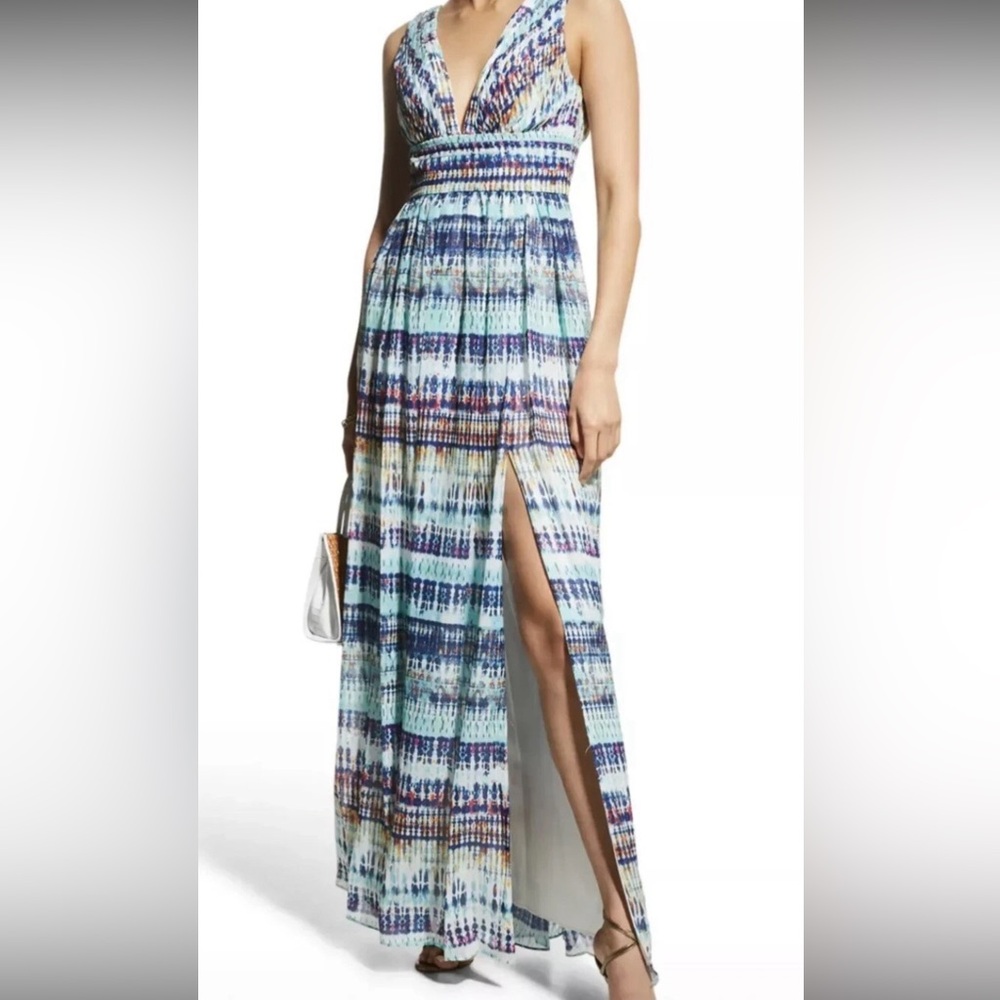 Aidan Mattox Chiffon Multicolor Maxi Dress -Size 4 -NWT